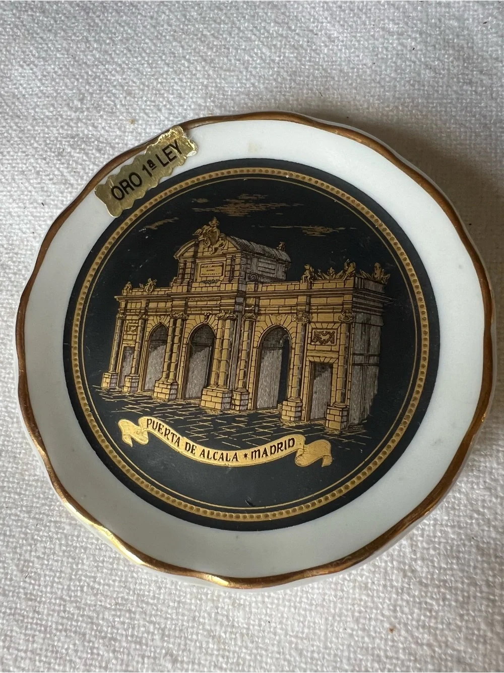 Puerta de Alcalá Madrid Decorative Trinket Dish with Gold Accent